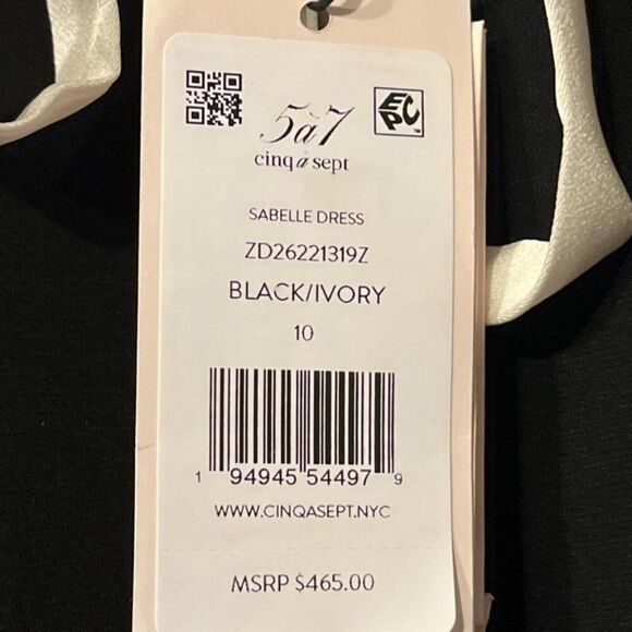 New Cinq à Sept Isabelle Short black Dress Ivory Collar & Tieneck Sz 10 MSRP 465 - Picture 2 of 15
